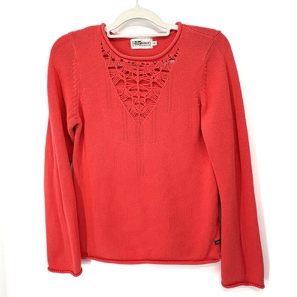 Fisherman Out Of Ireland Sweater She Medium Salmon Donegal Rolled Edge Cotton
